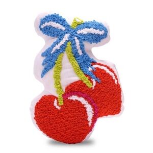 Cherry Accent Pillow with Blue Bow